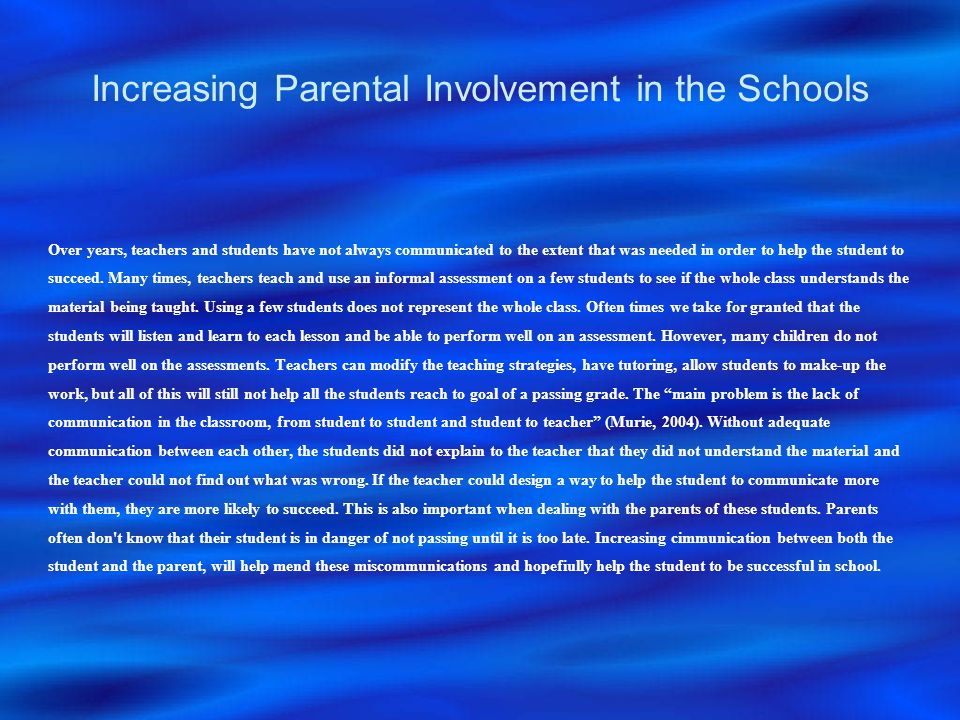 Dissertation on parental involvement in early years